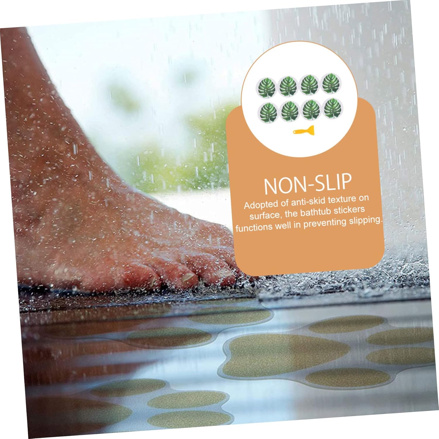 Leaf Shape Bathtub Stickers Non Slip Decals Set