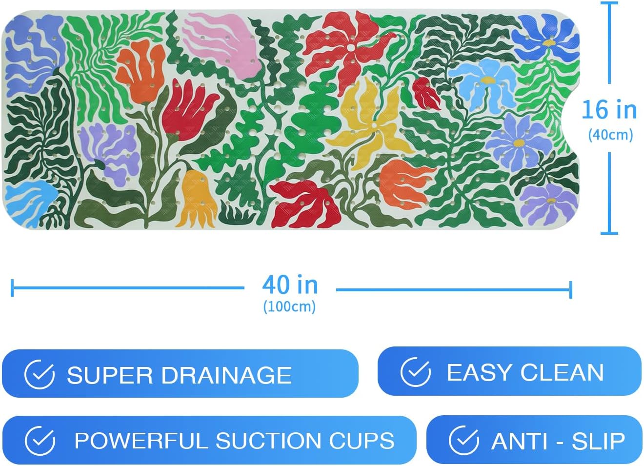 Denifeiya Plant Bathtub Mat for Kids Non-Slip Anti-Slip