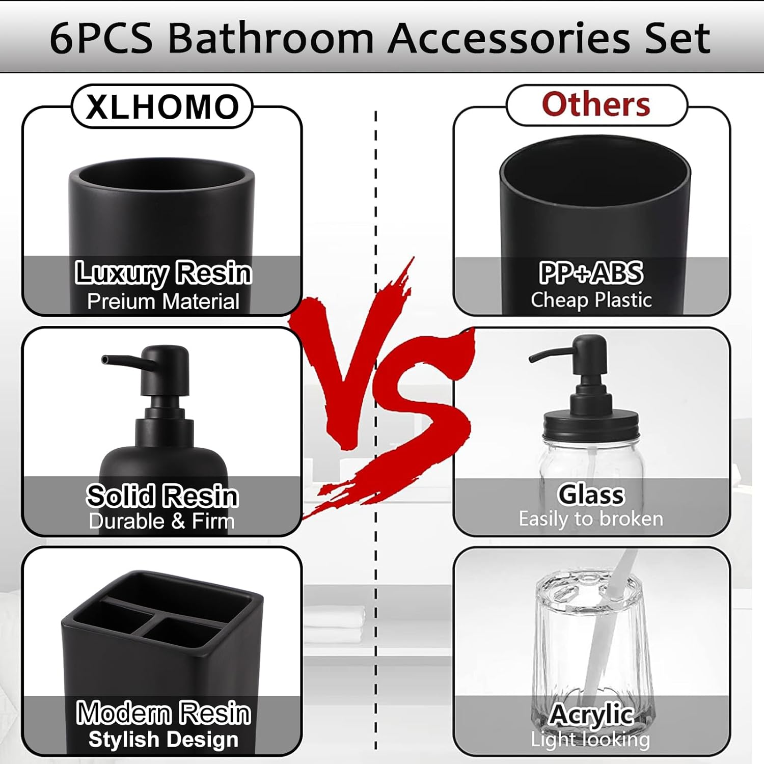 XLHOMO Black bathroom set