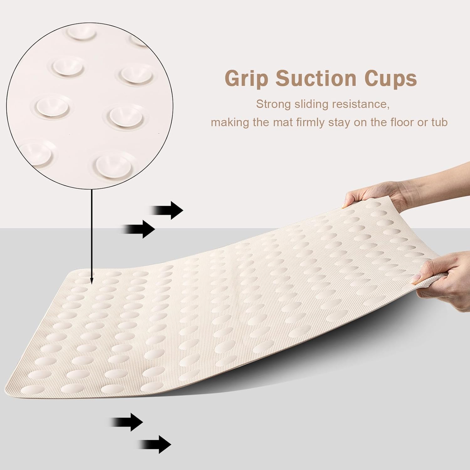 Non-Slip Beige Shower Mat for Safe Bathroom Use