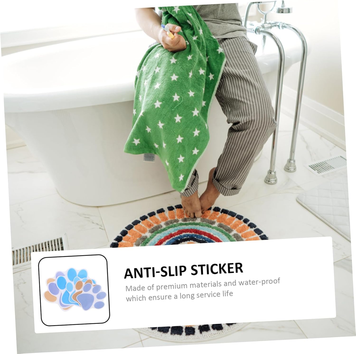 Ciieeo Adorable Cartoon Dog Footprint Bath Sticker Set