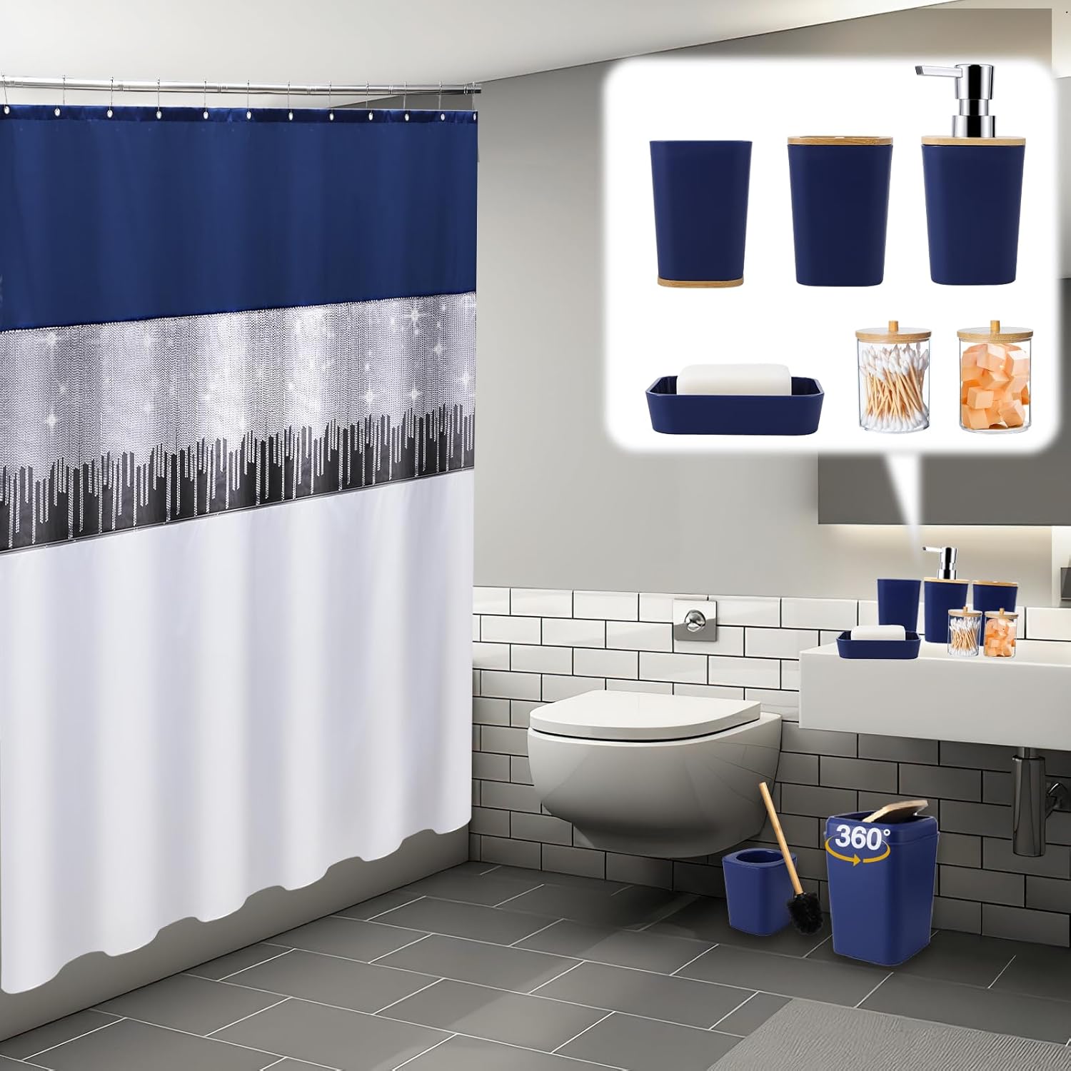 Navy Blue Bathroom Set Luxurious Accessories for Your Space