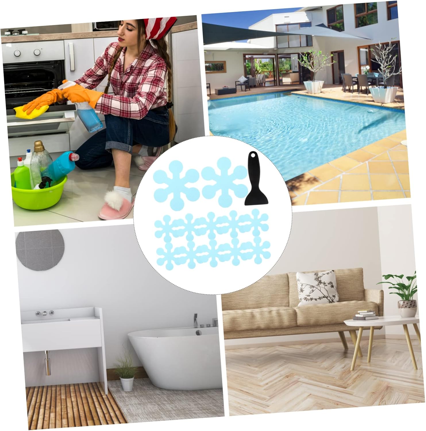 Wakauto Non Slip Bathtub Stickers Snowflake Design