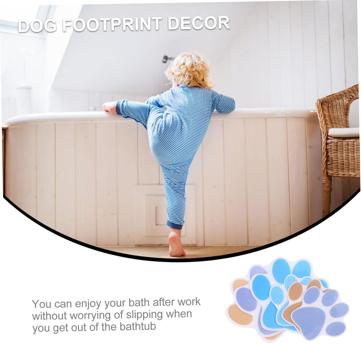 Ciieeo Adorable Cartoon Dog Footprint Bath Sticker Set