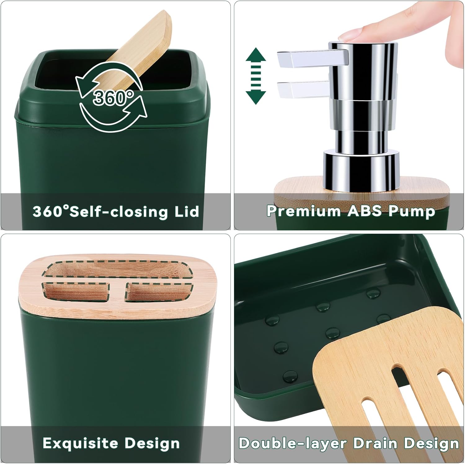 XLHOMO Dark Green Bathroom Accessory Set