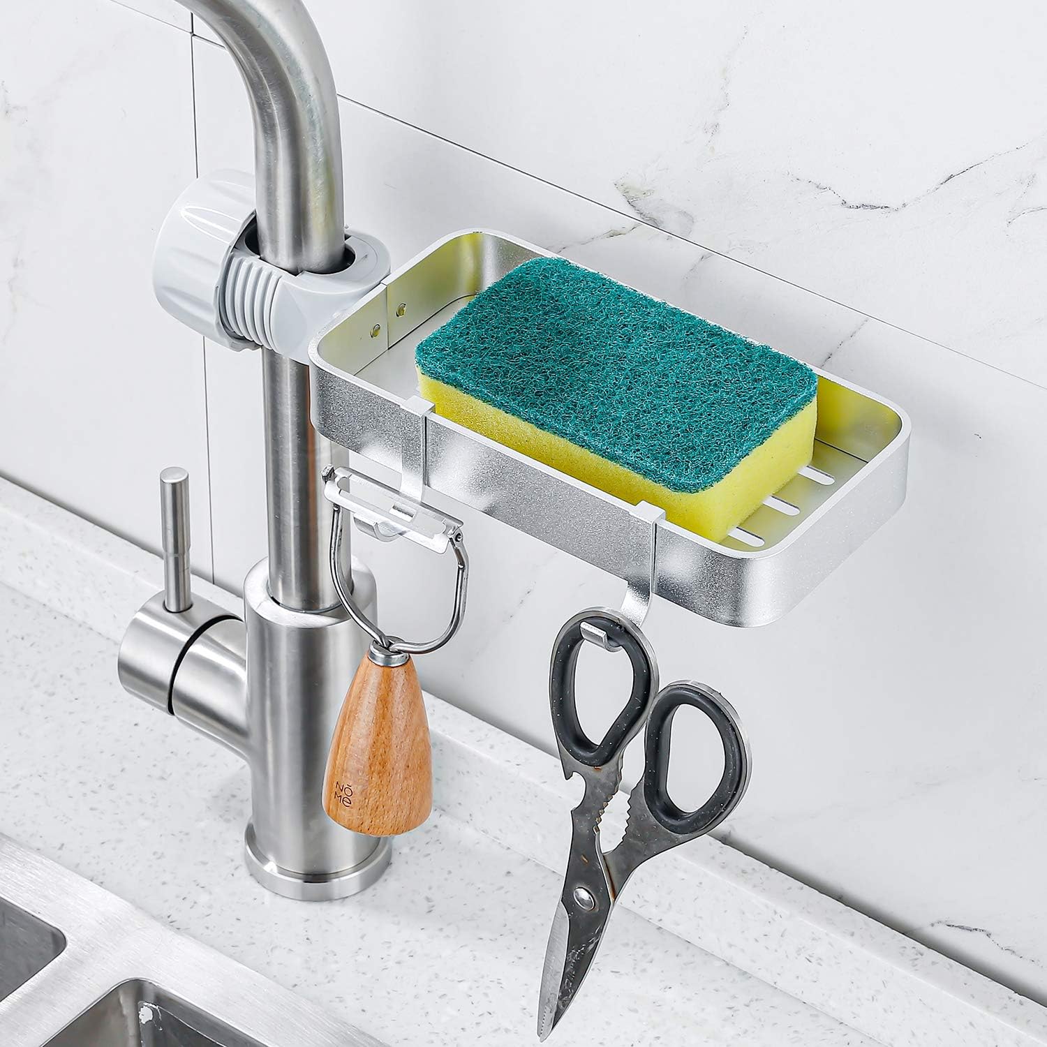Hoinerus Kitchen Washing Sponge Storage Rack with 2 Hooks