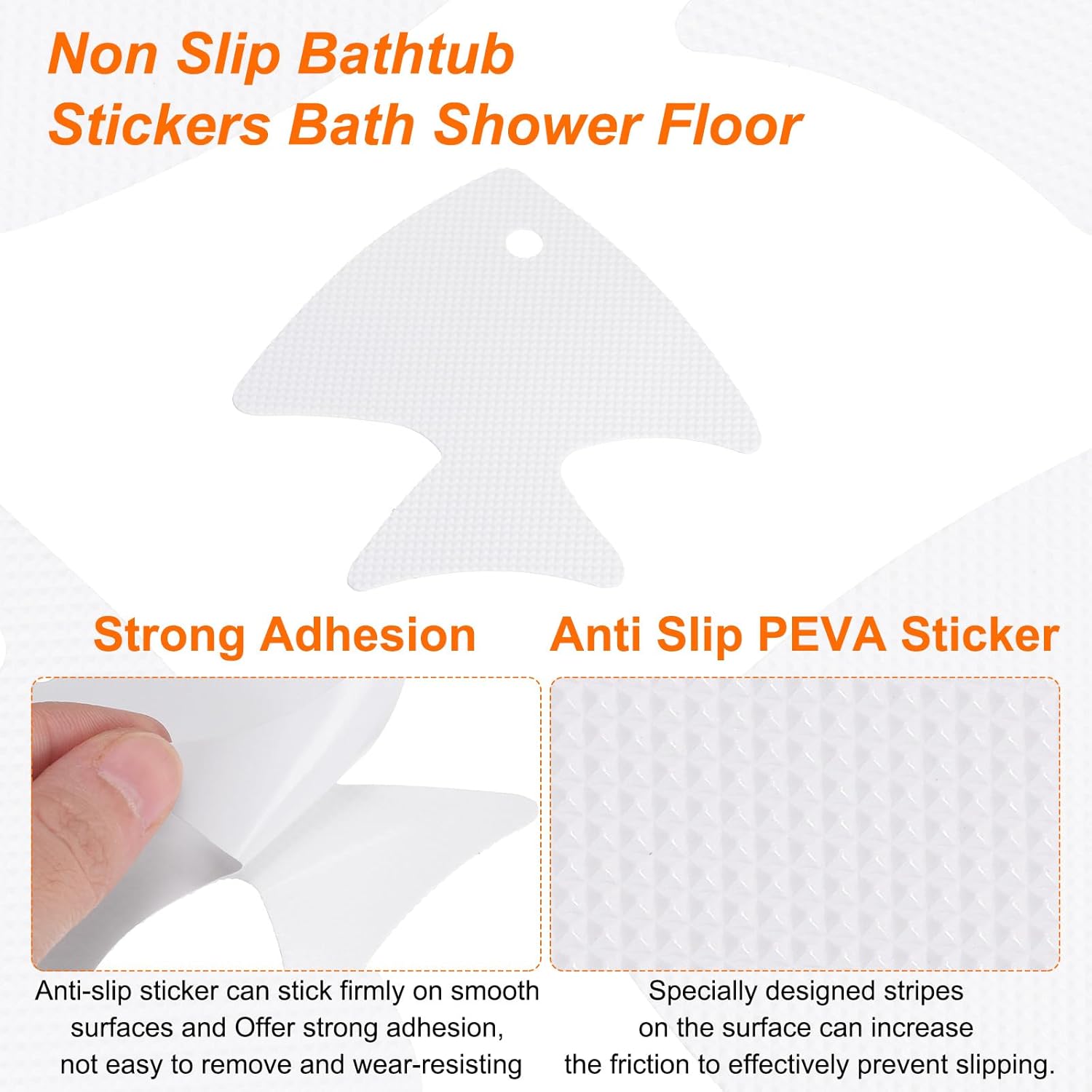 HARFINGTON 24pc Fish Anti-Slip Bathtub Stickers Set with Scraper White