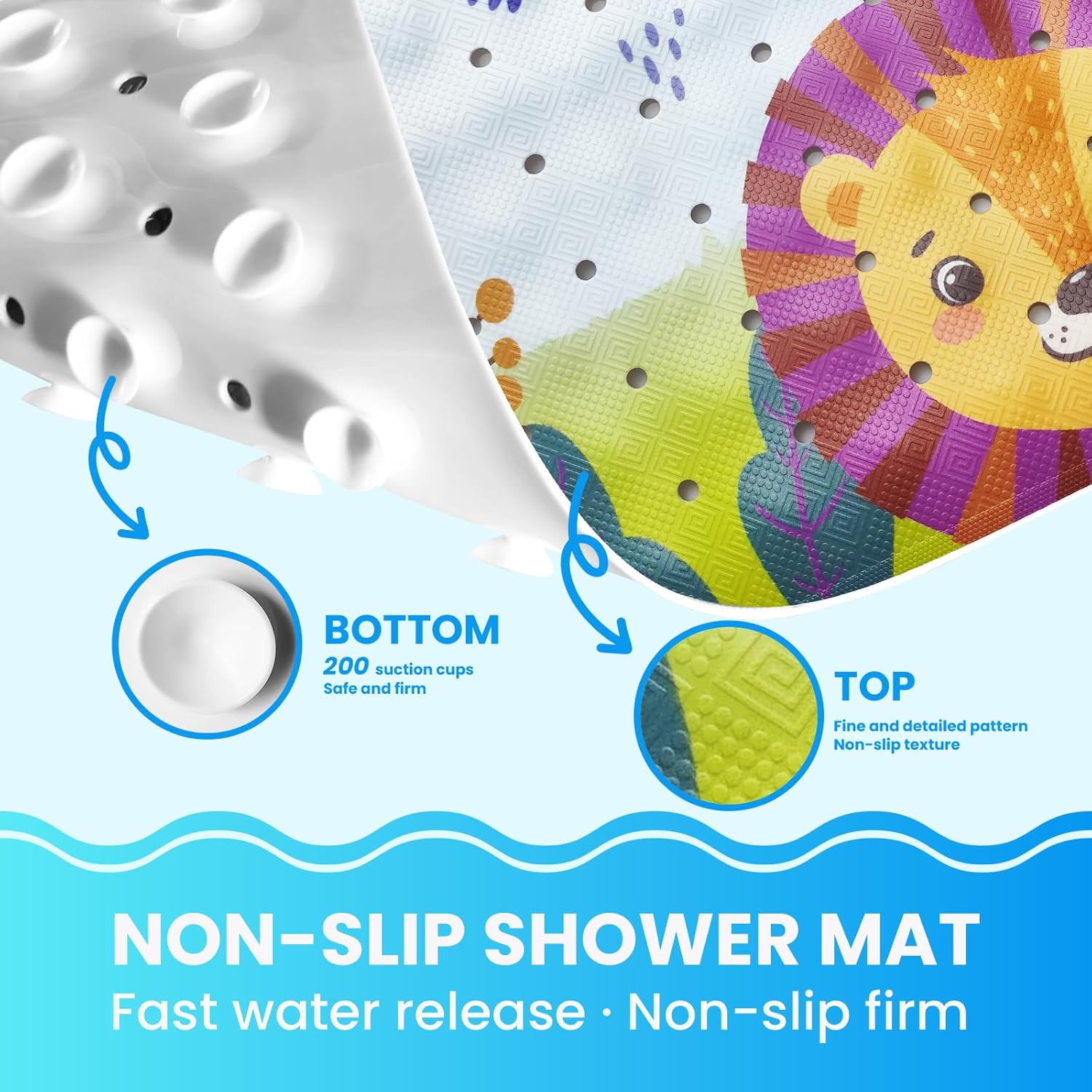 Linoows - Non-Slip Bathtub Mat 4016 Forest Animal Design
