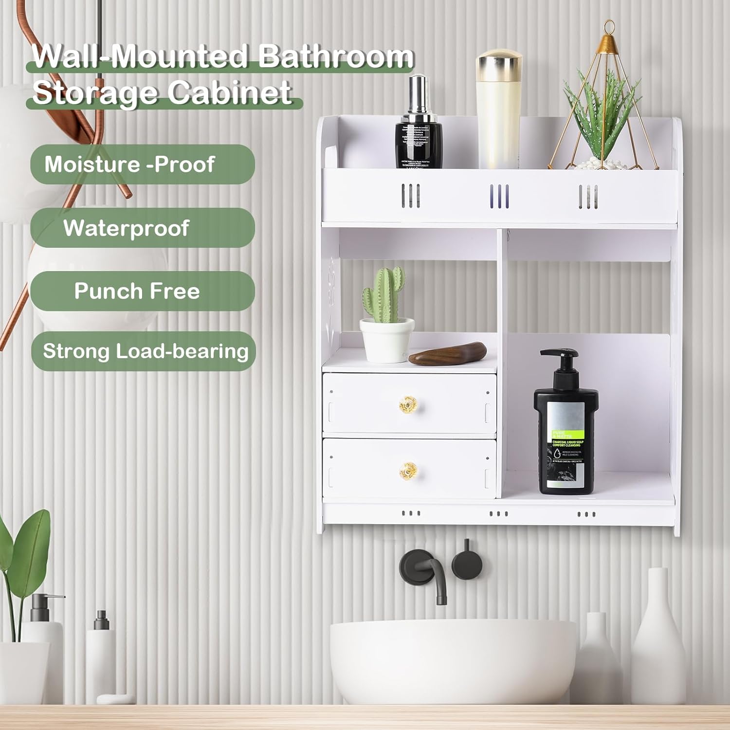 Bathroom Medicine Cabinet with 2 Doors and Adjustable Shelf