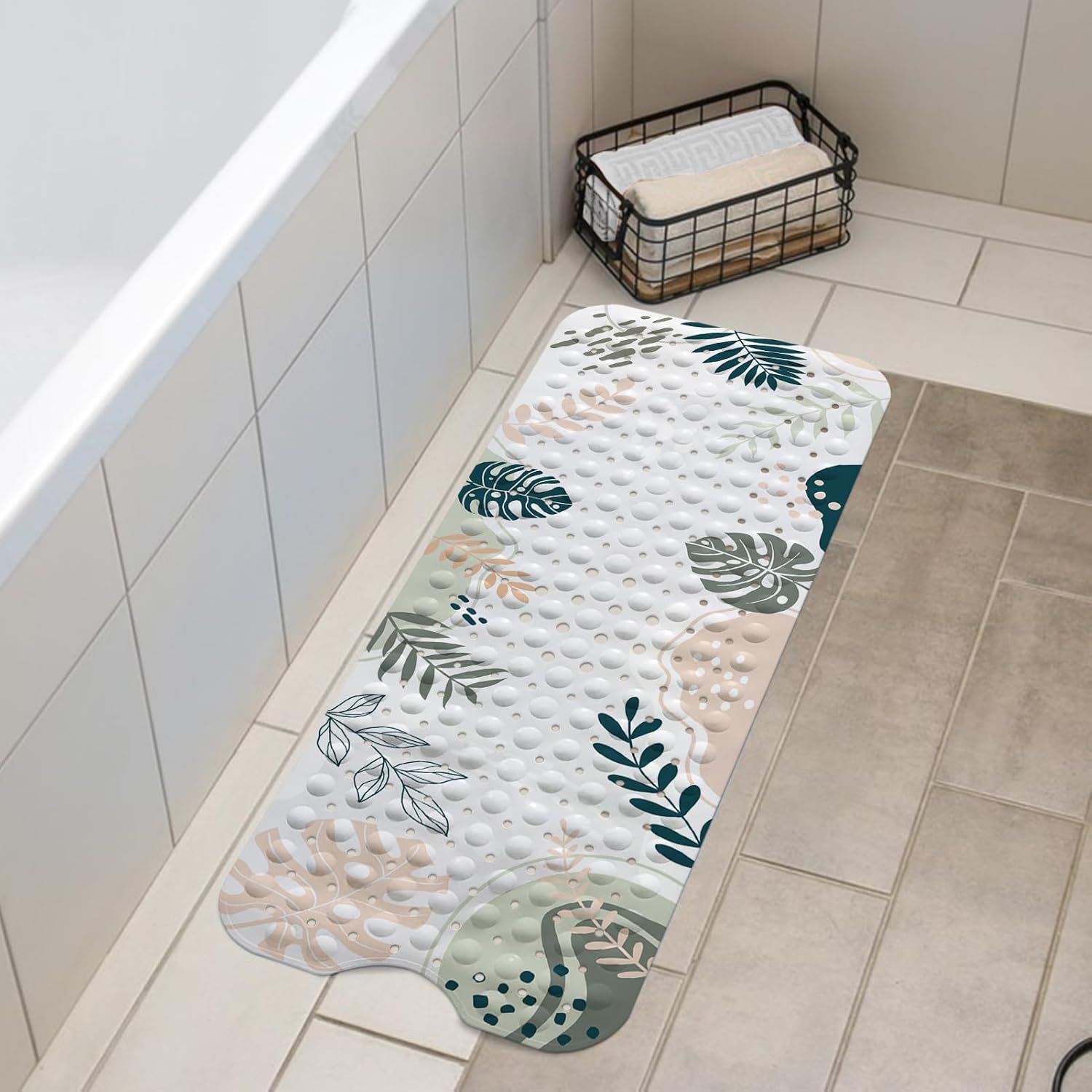 LNOND Boho Extra Long bathtub mat