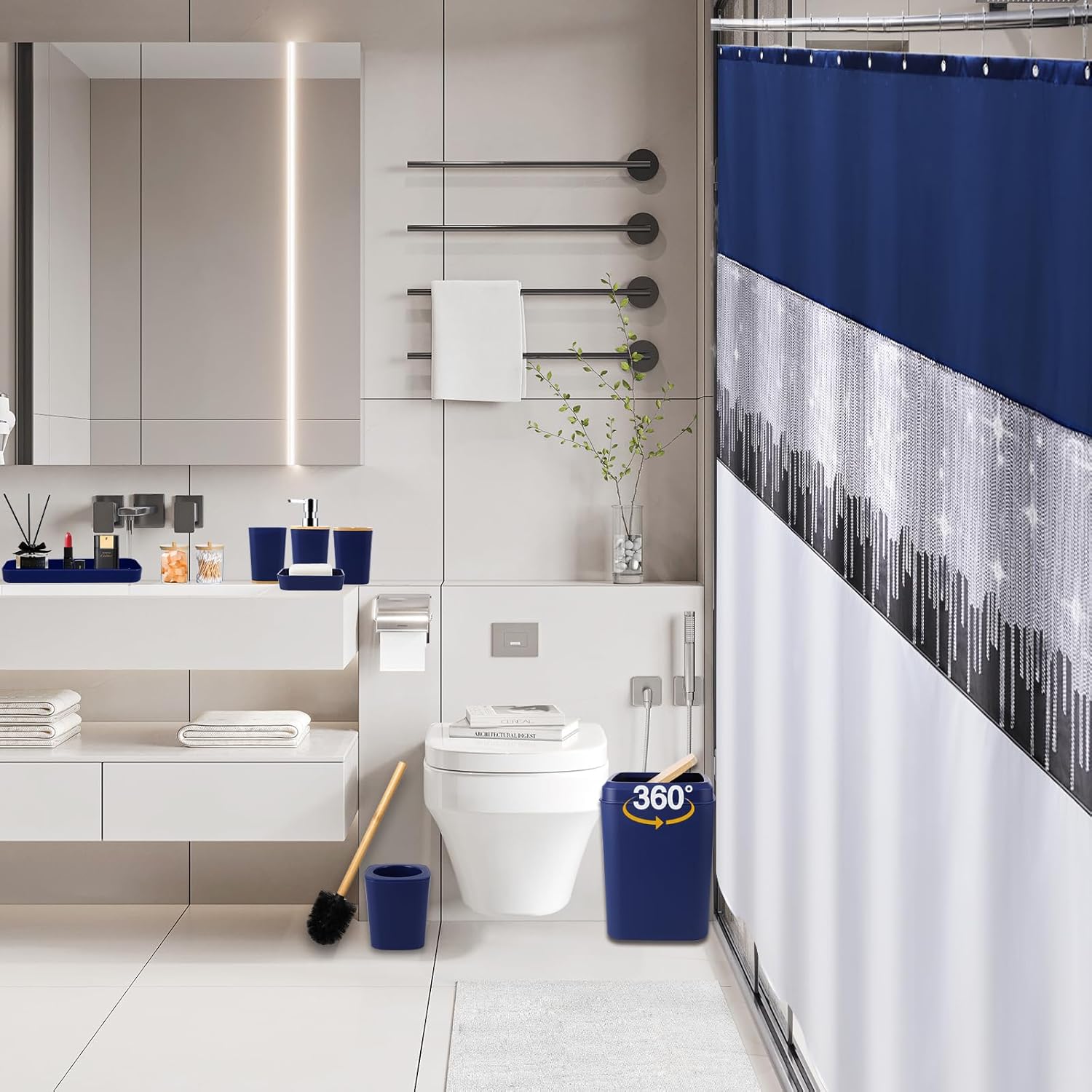Navy Blue Bathroom Set Luxurious Accessories for Your Space