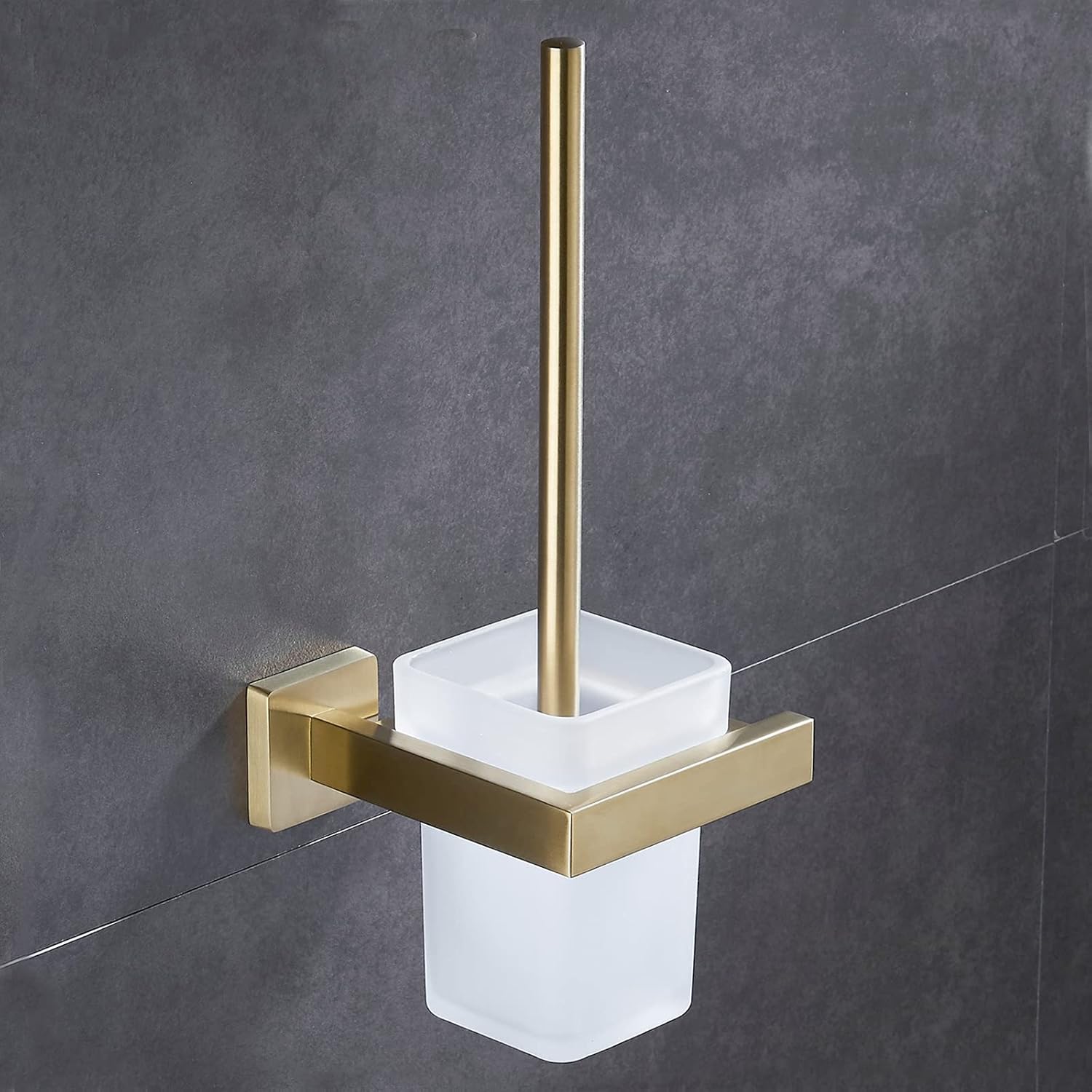 NEWRAINModern Wall-Mounted Toilet Brush Set with Gold Finish