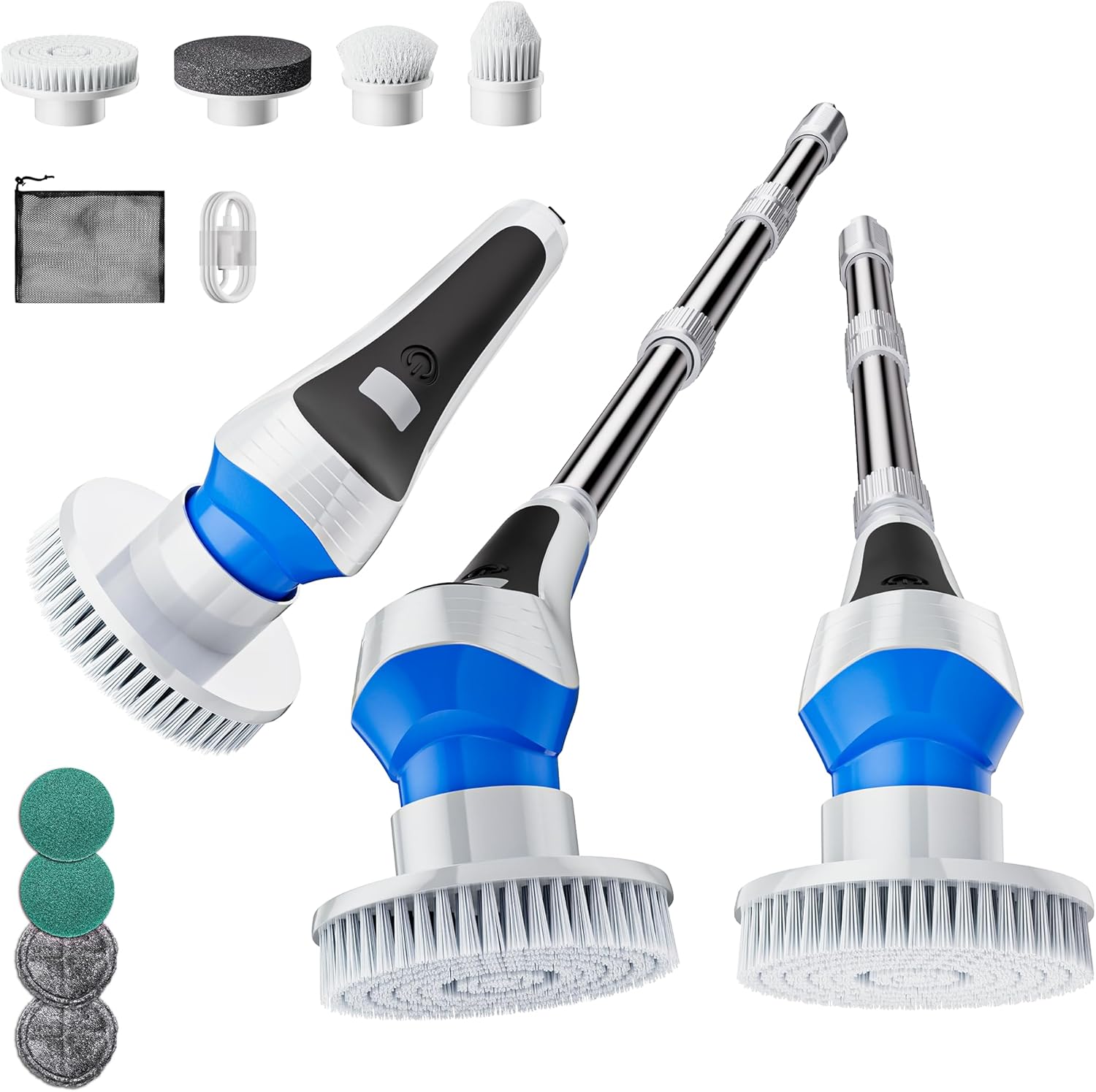 Electric Spin Scrubber Cordless with 8 Replaceable Brush Heads