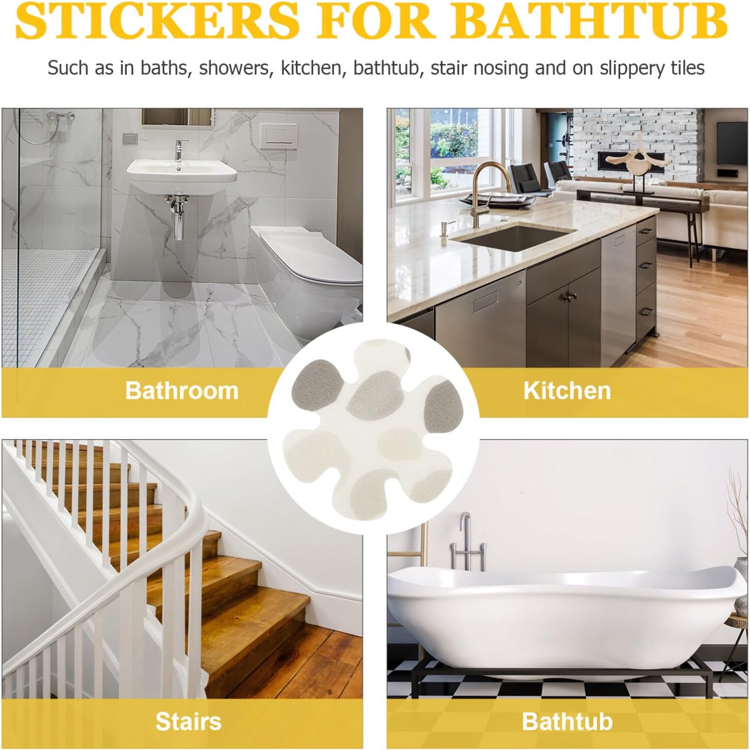 Cabilock Floral Bathtub Stickers Slip shower Stickers Elegant fun Bathroom Decals