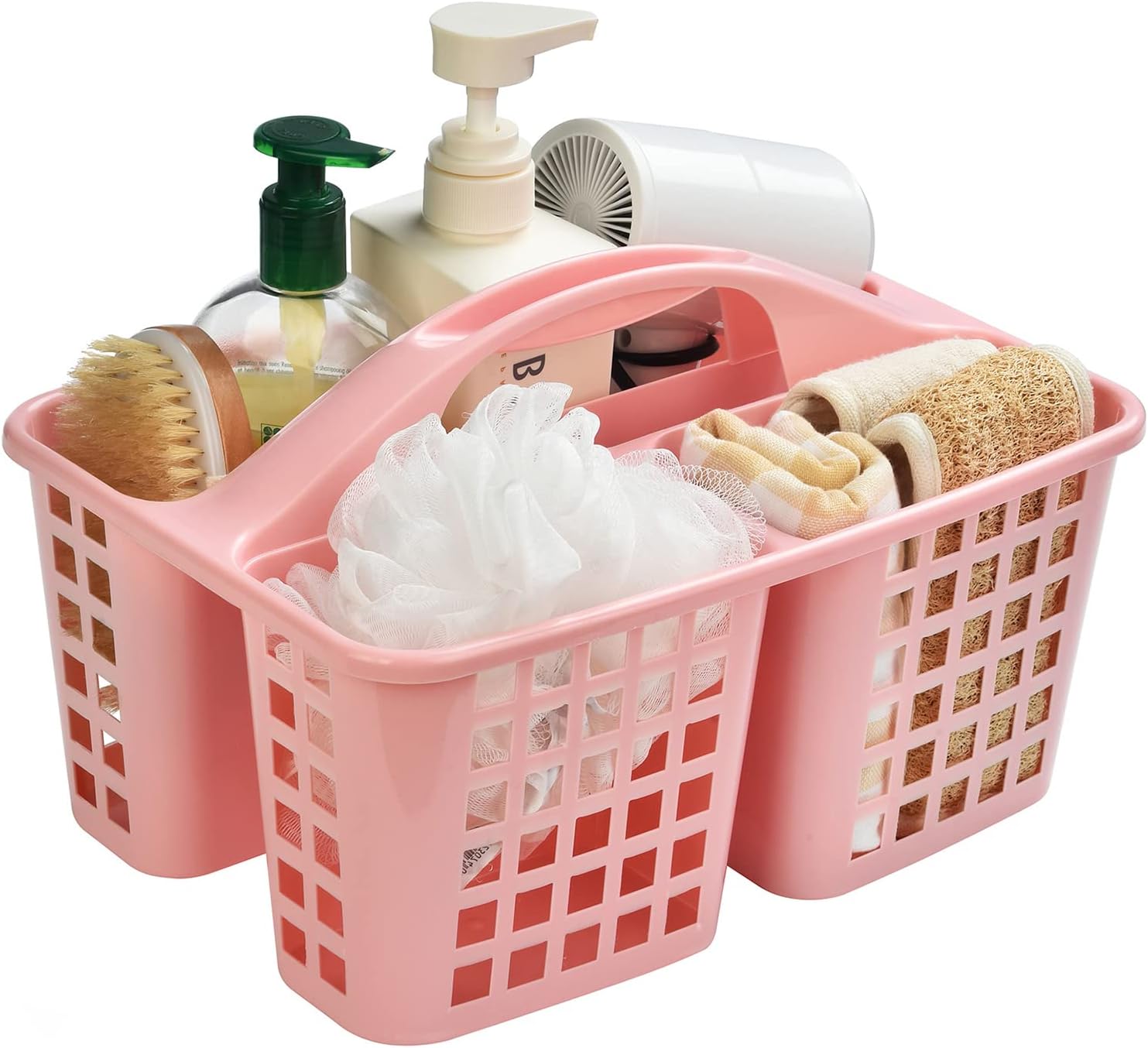 Haundry Plastic Showers Organizer with 3 Compartment Pink