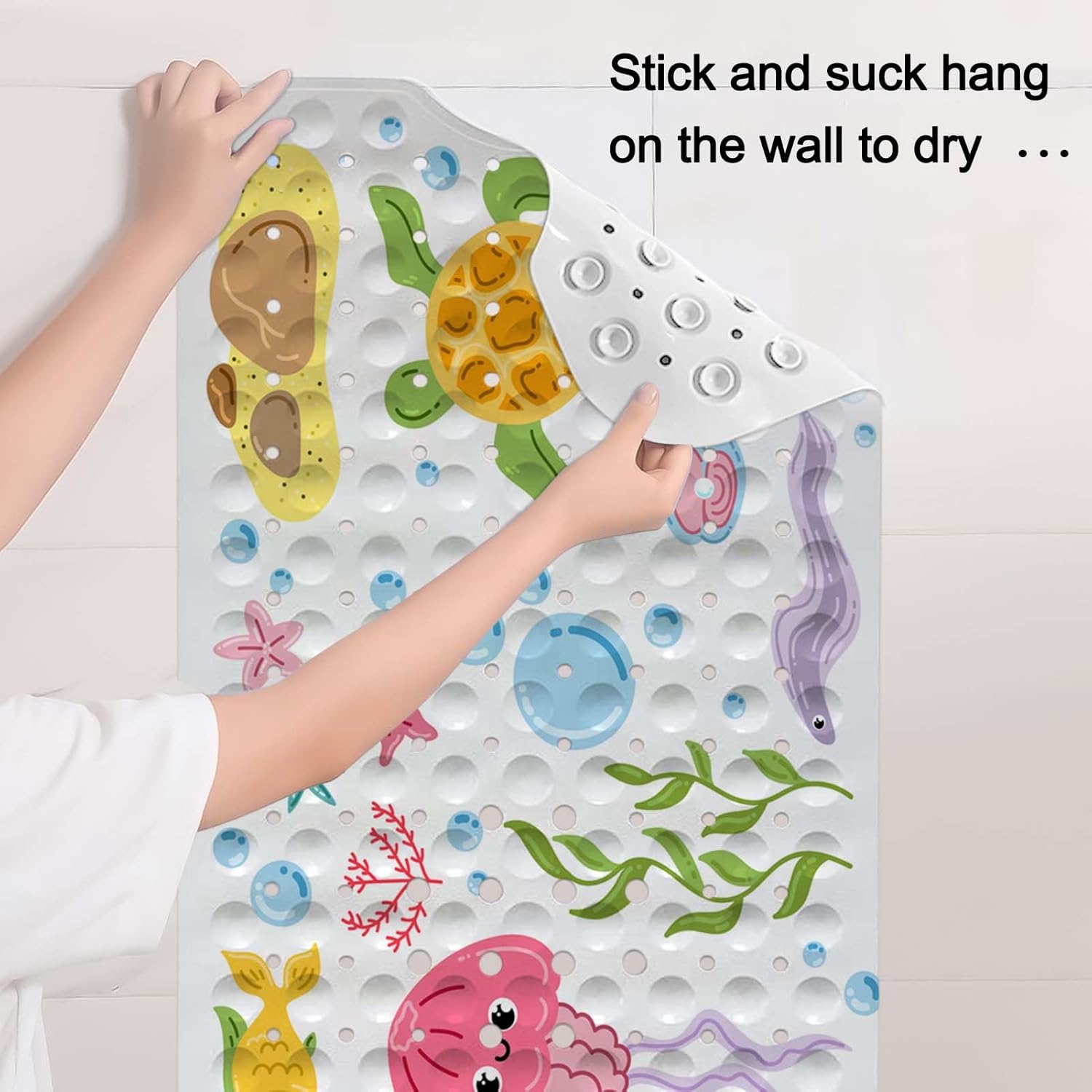 KINUUIS Cartoon Bathtub Mat for Kids 40x16 Inch Non Slip
