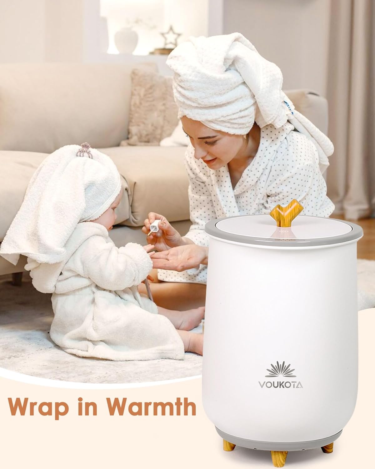 VOUKOTA20L Luxury Towel Warmer Bucket with Auto Shut Off Heat Timer