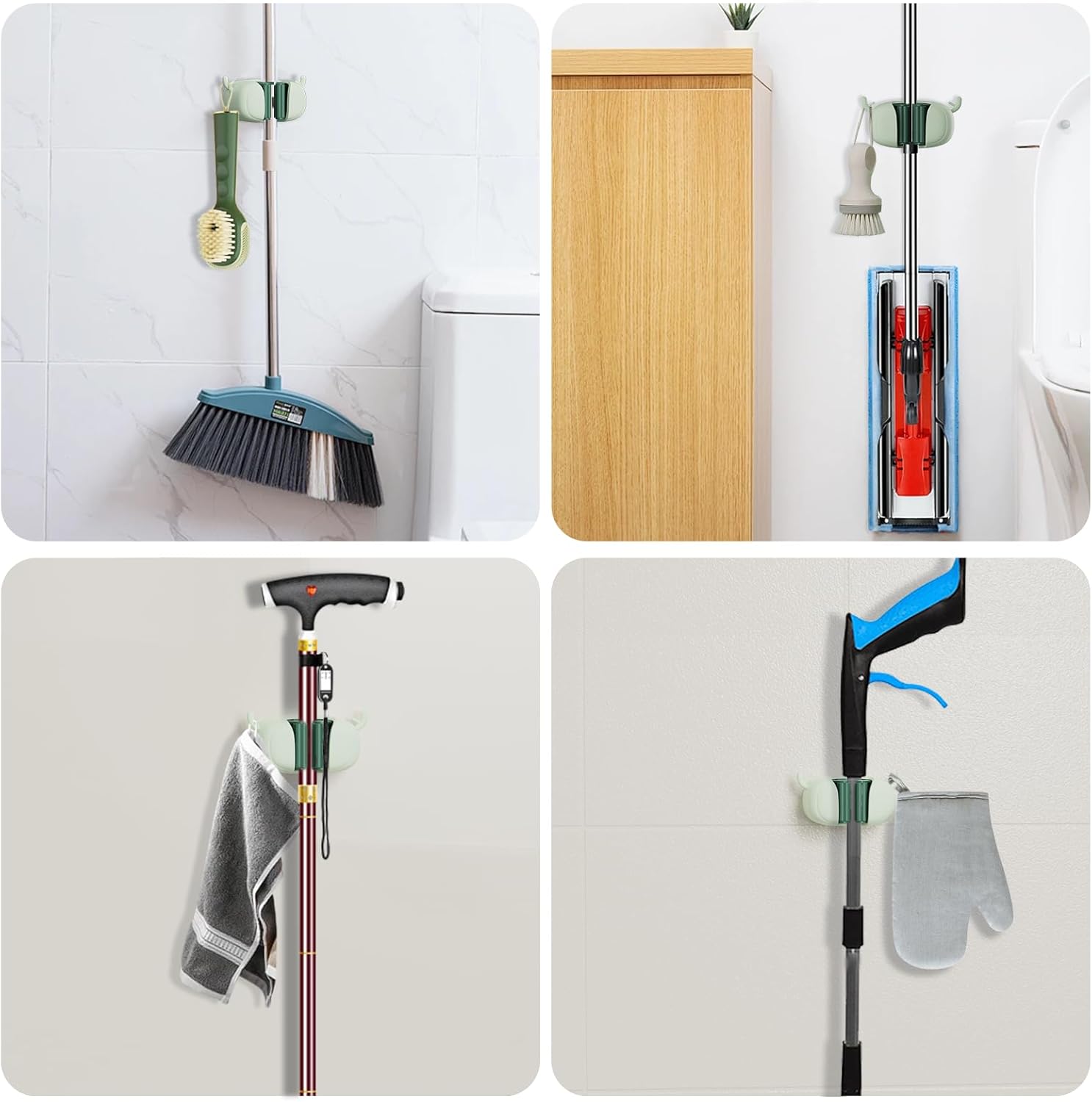 Toilet Brush Holder 2Pcs - Green Wall Mount Clorox Compatible