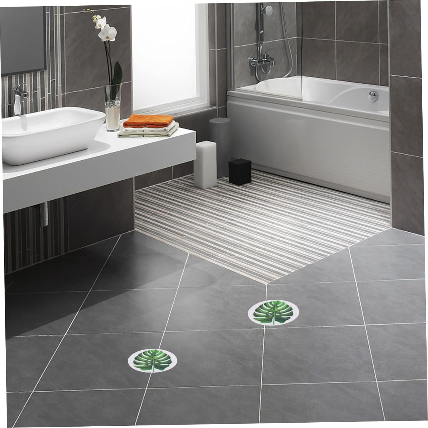 Adorable Leaf Slip bathtub decal