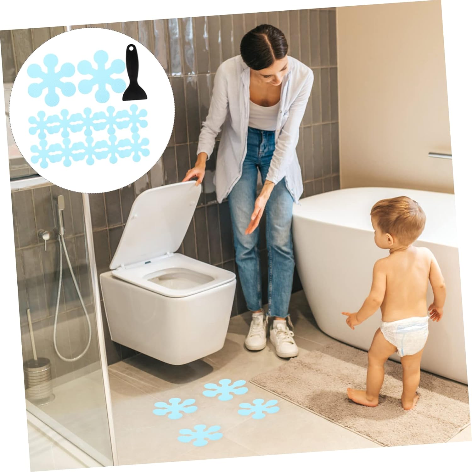 Wakauto Non Slip Bathtub Stickers Snowflake Design