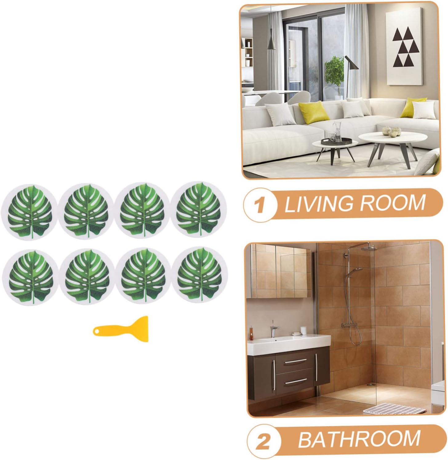 Leaf Shape Bathtub Stickers Non Slip Decals Set