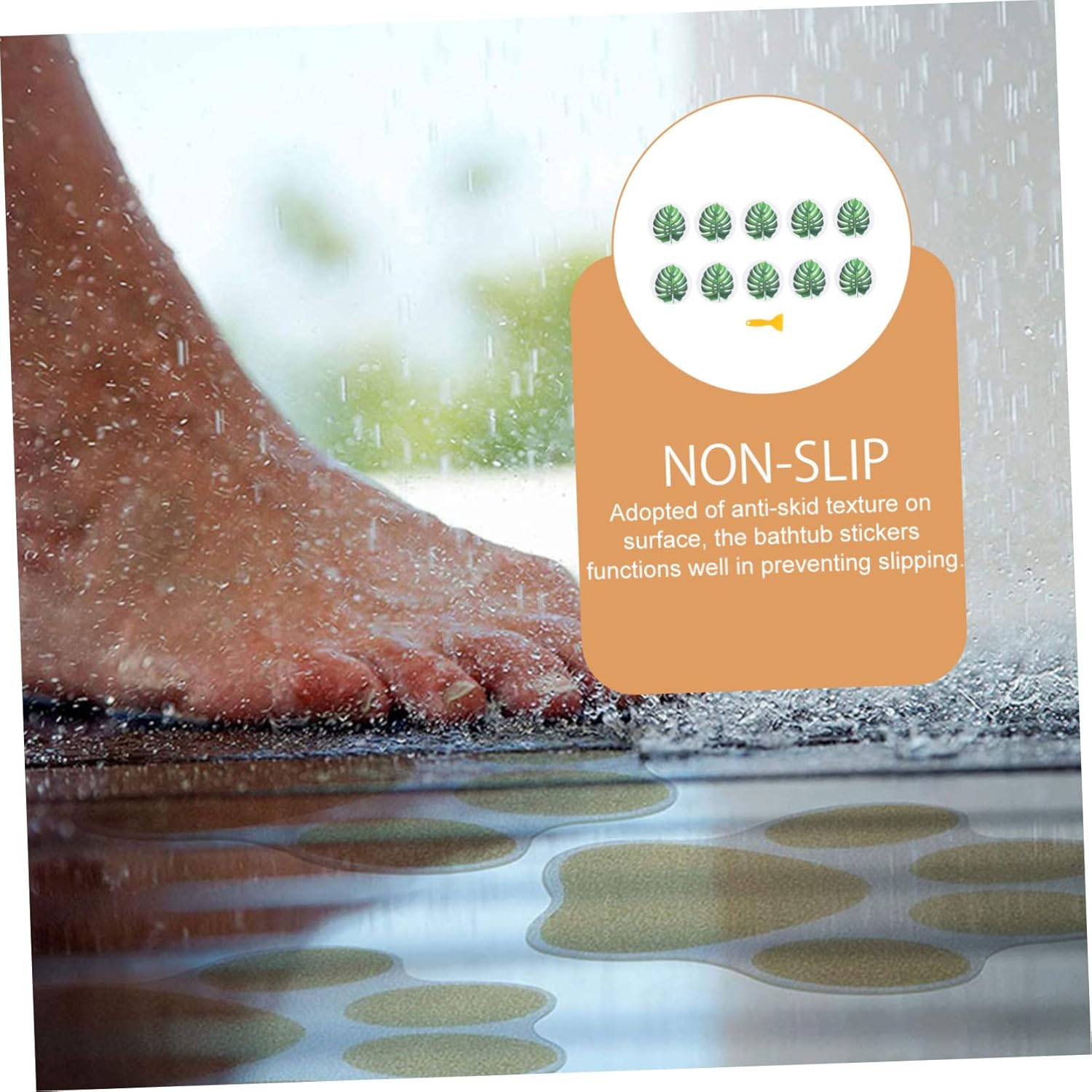 1Set Leaf Anti-Slip Bathtub Stickers for Safe Bathing