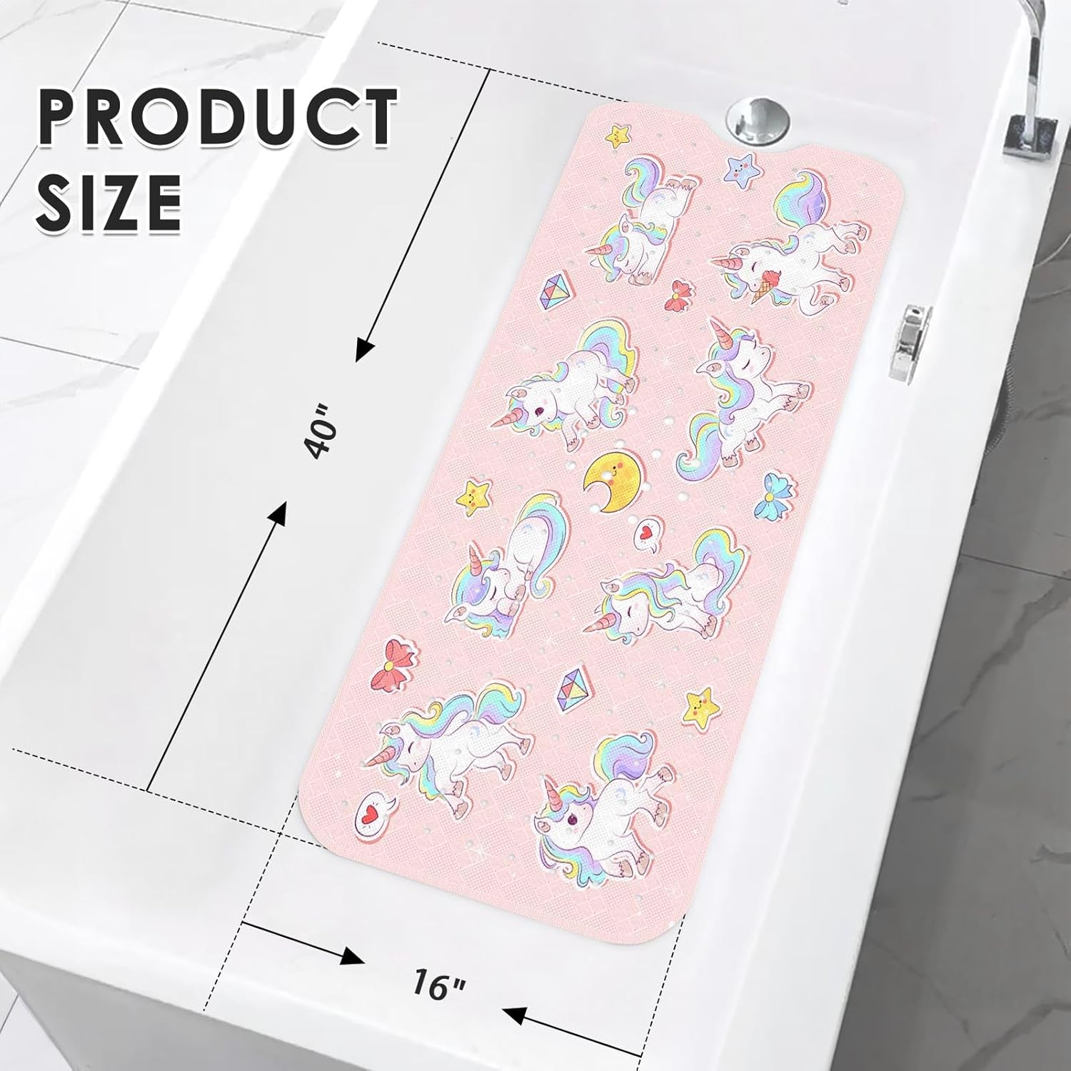 Stunning Kawaii Unicorns Bathtub Mat for Kids