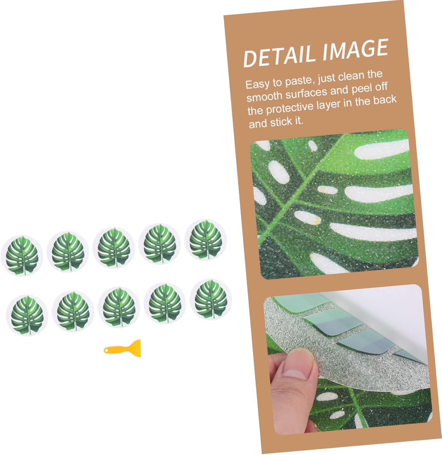 Ciieeo Leaf Pattern Bathtub Stickers Non-Slip Decor