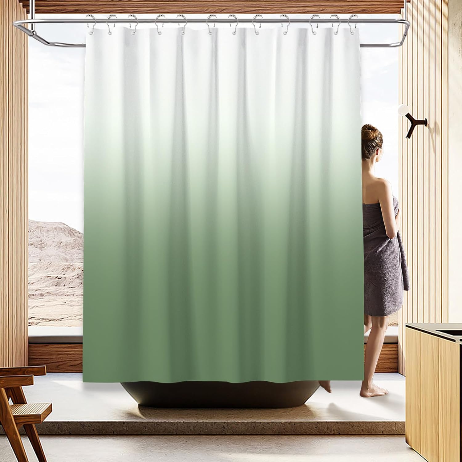 Luxury 4-Piece Bathroom Set with Waterproof shower curtain Soft Rugs