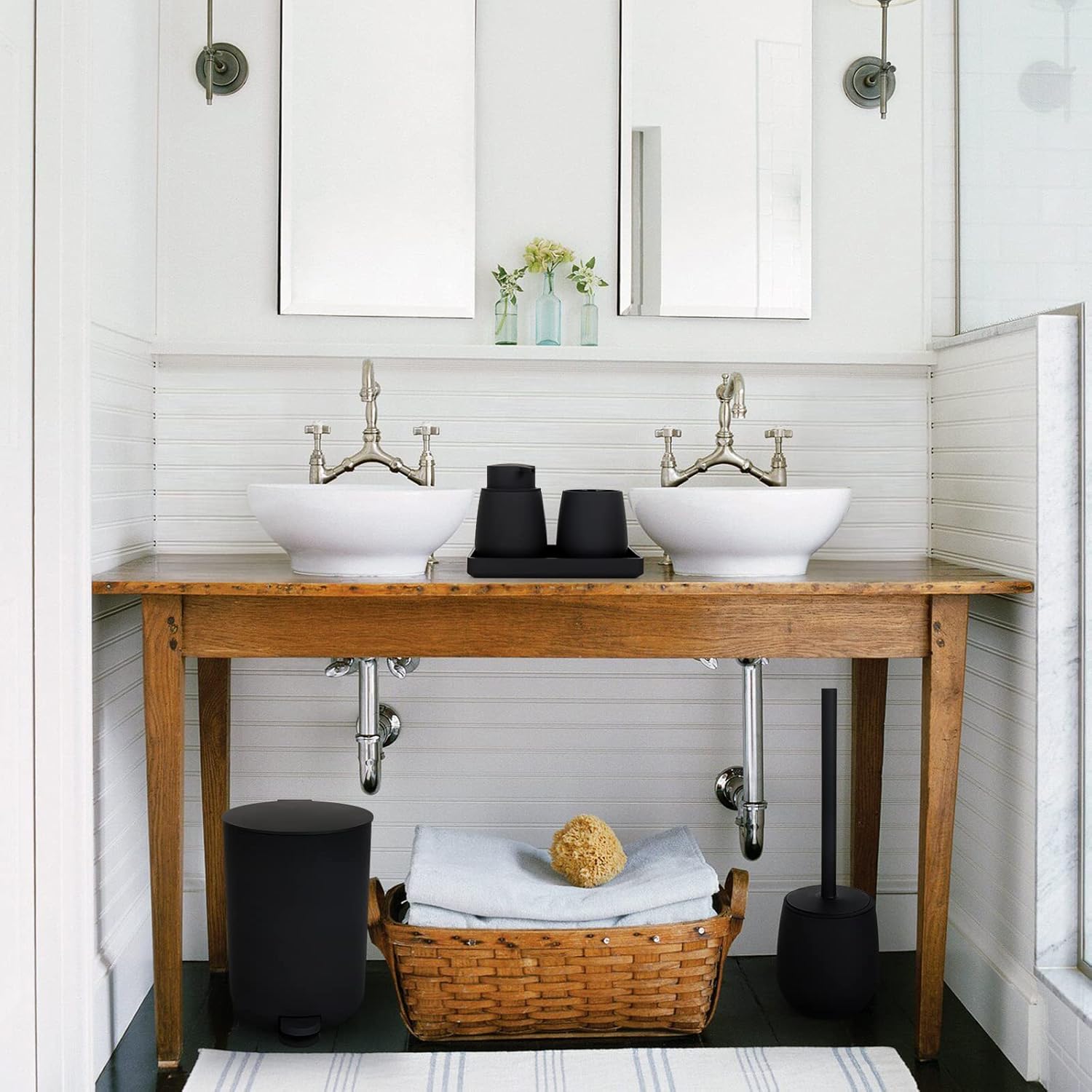 Compact Black Bathroom Accessories Set for Organization