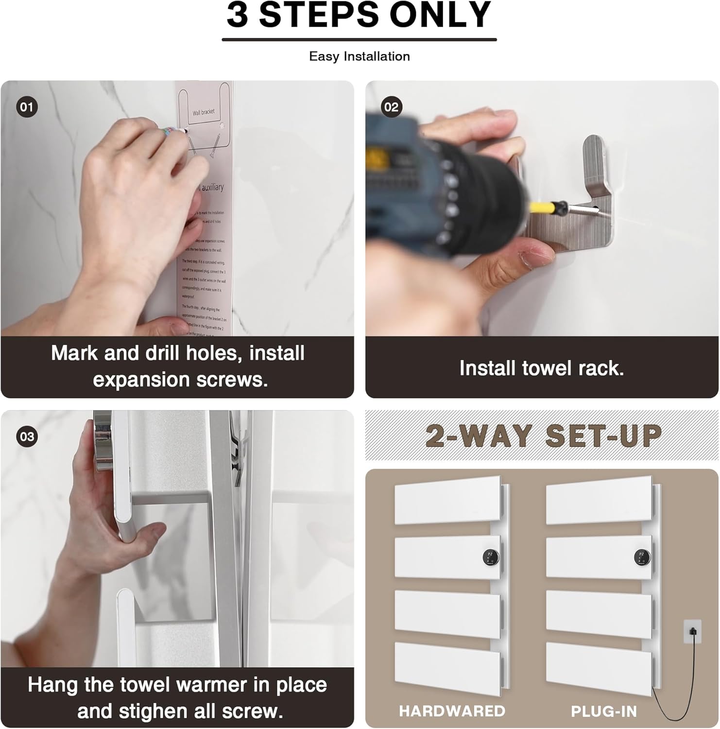 KKalonzo Electric Towel Warmer Dries Better Faster and Warmer White