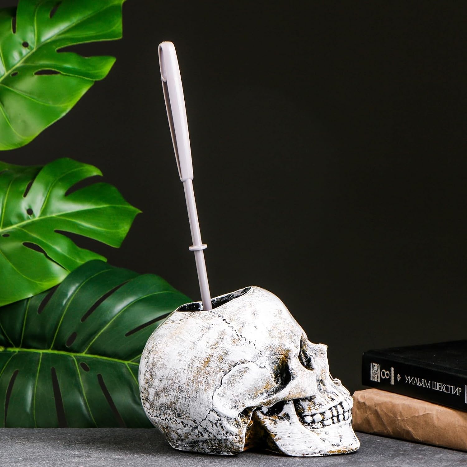 AEVVV Skull Toilet Brush Holder Modern Bathroom Accessory