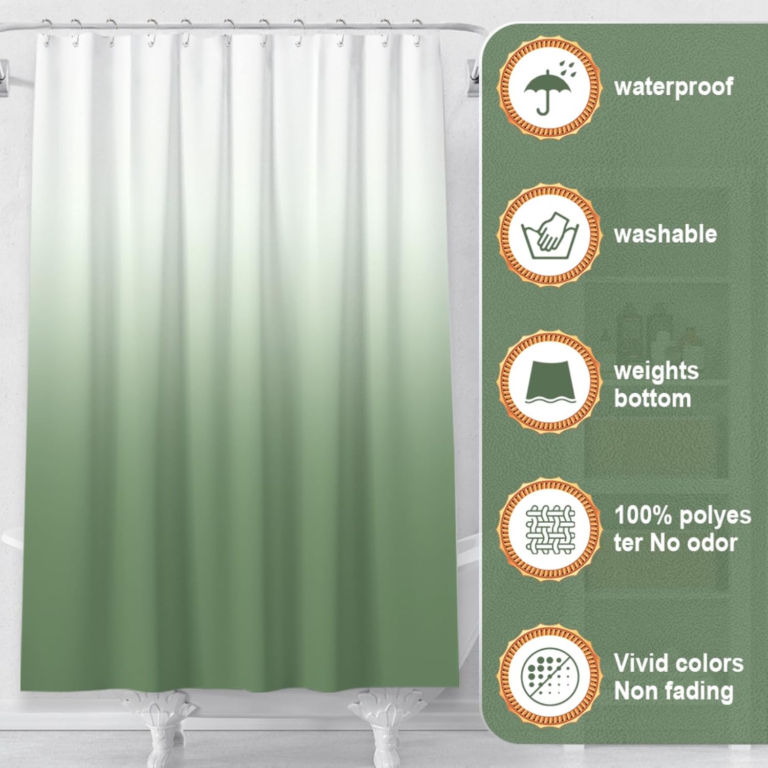 Luxury 4-Piece Bathroom Set with Waterproof shower curtain Soft Rugs