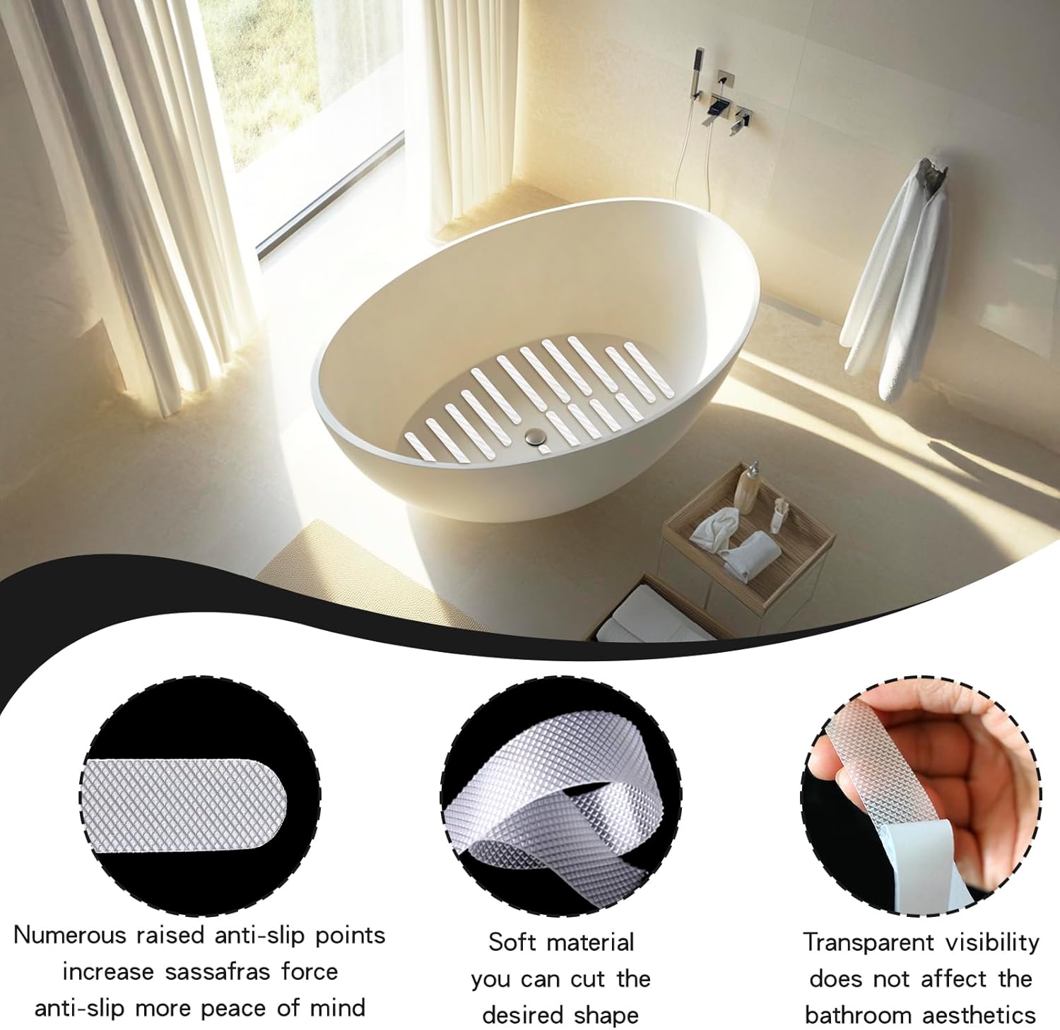 24PCS Shower Non-Slip Stickers Anti-Slip for Bathroom Safety Guide
