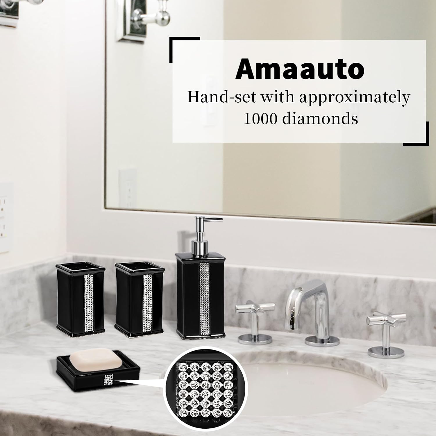 Black Ceramic Bathroom Accessory Set 4 Pcs