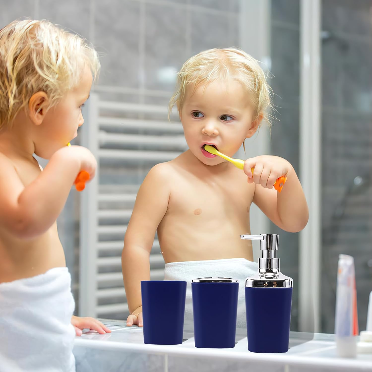 XLHOMO Complete Navy Blue Bathroom Accessories Set