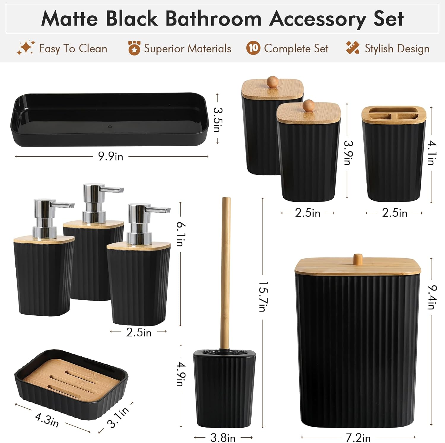 Rytoxil Complete Black Bathroom Set