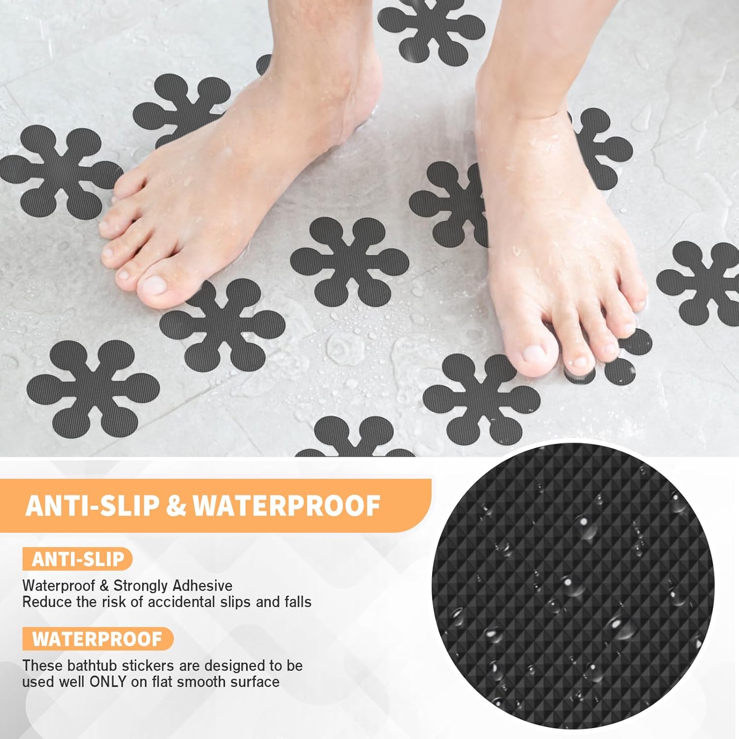 24 piece snowflake non-slip bathtub stickers for safe bathroom use