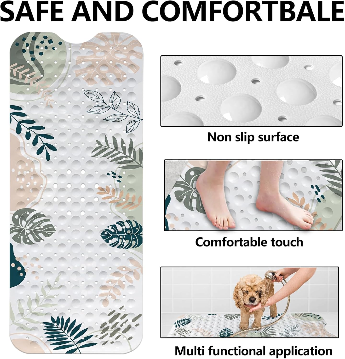 LNOND Boho Extra Long bathtub mat
