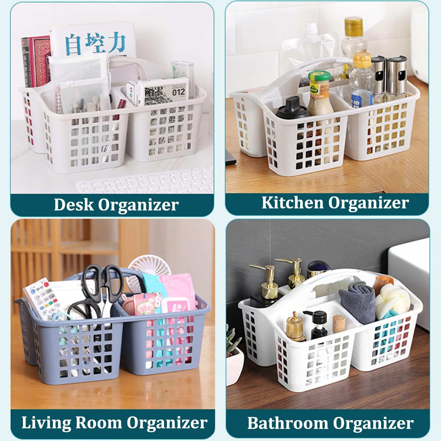 Haundry Plastic Showers Organizer with 3 Compartment Pink