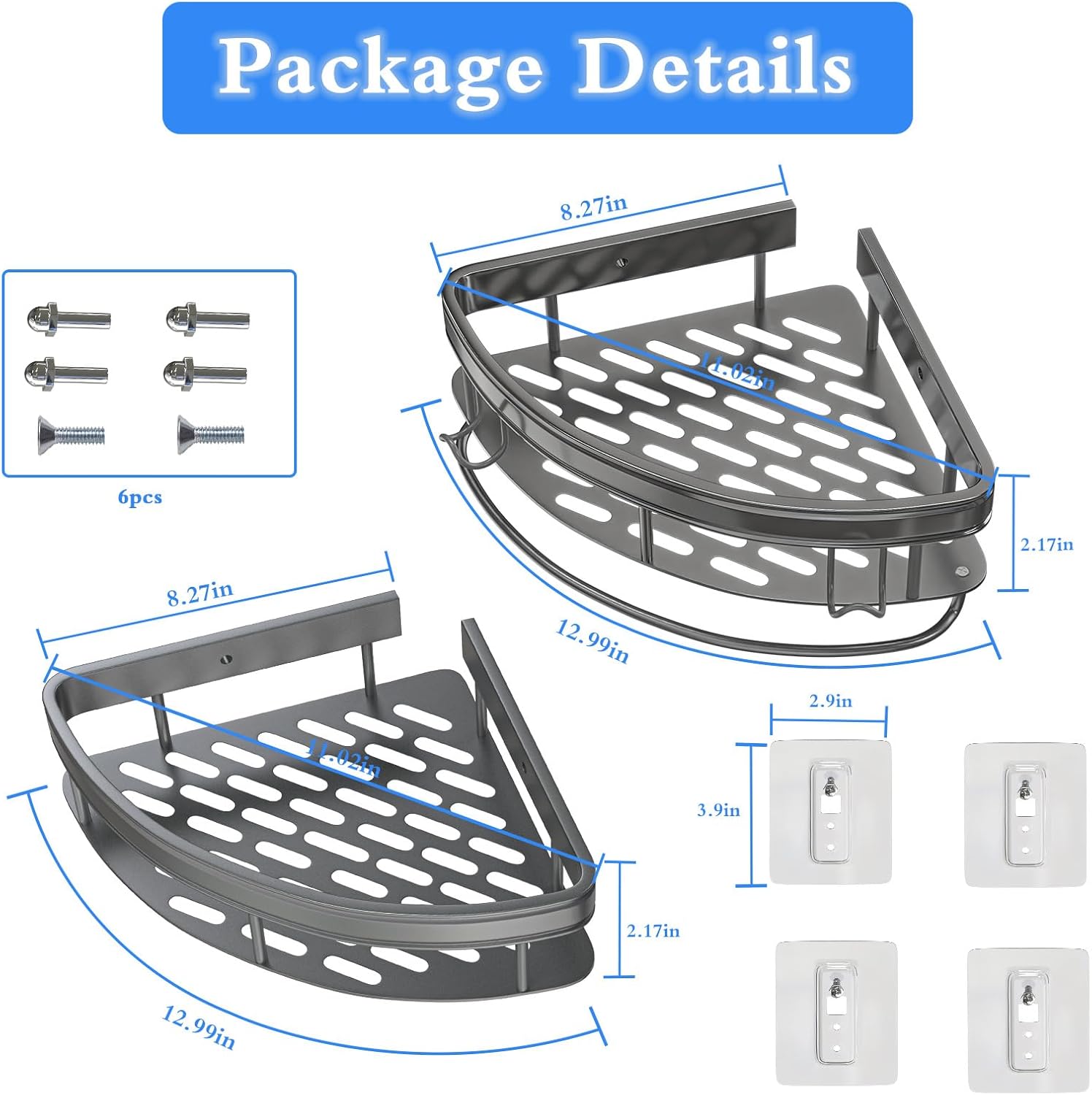 Rust-Resistant Corner Shower Organizer 2-Pack