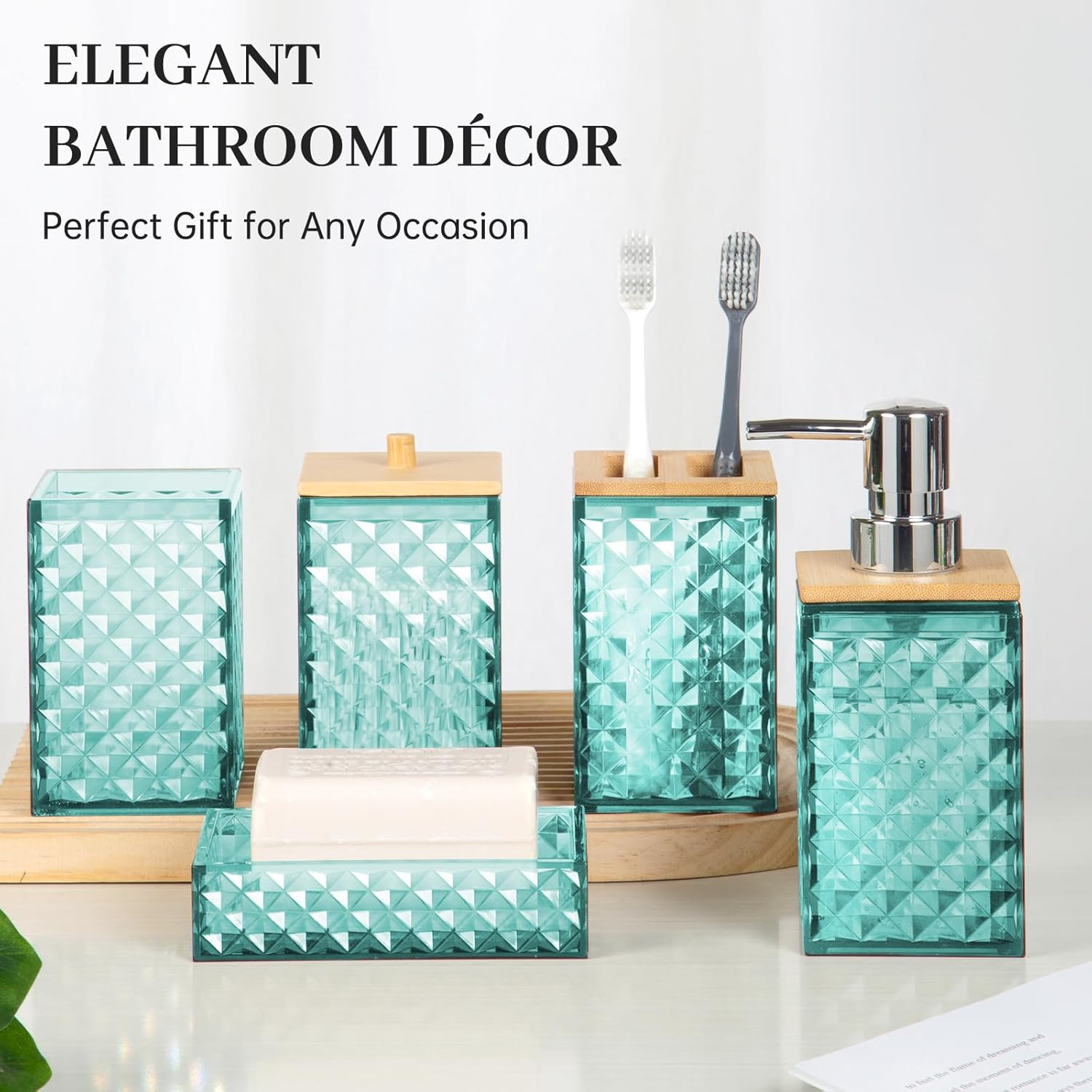 5-Piece Grid Pattern Bathroom Accessory Set High-Quality Design