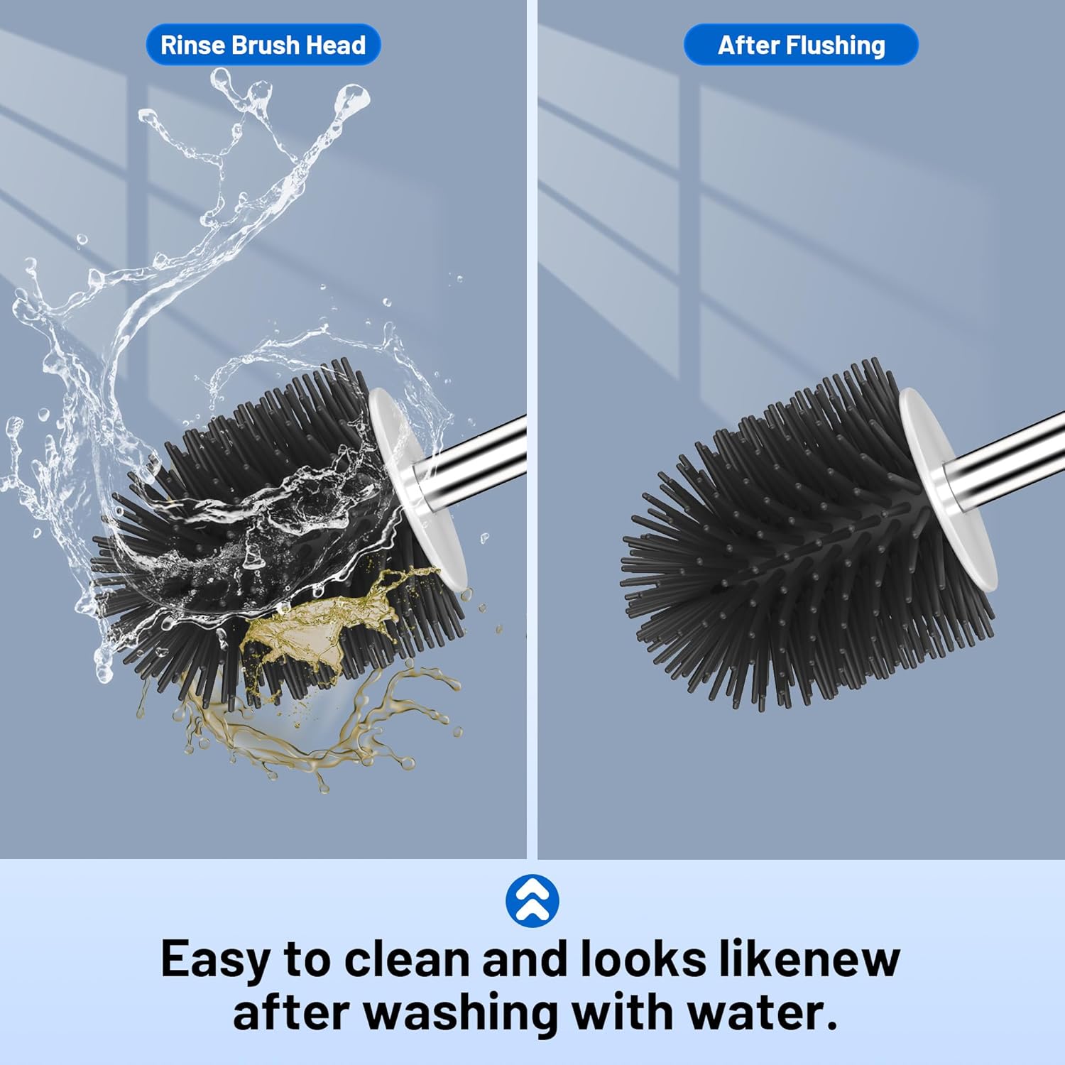 Toilet Brush Set Silicone with Stainless Steel Handle