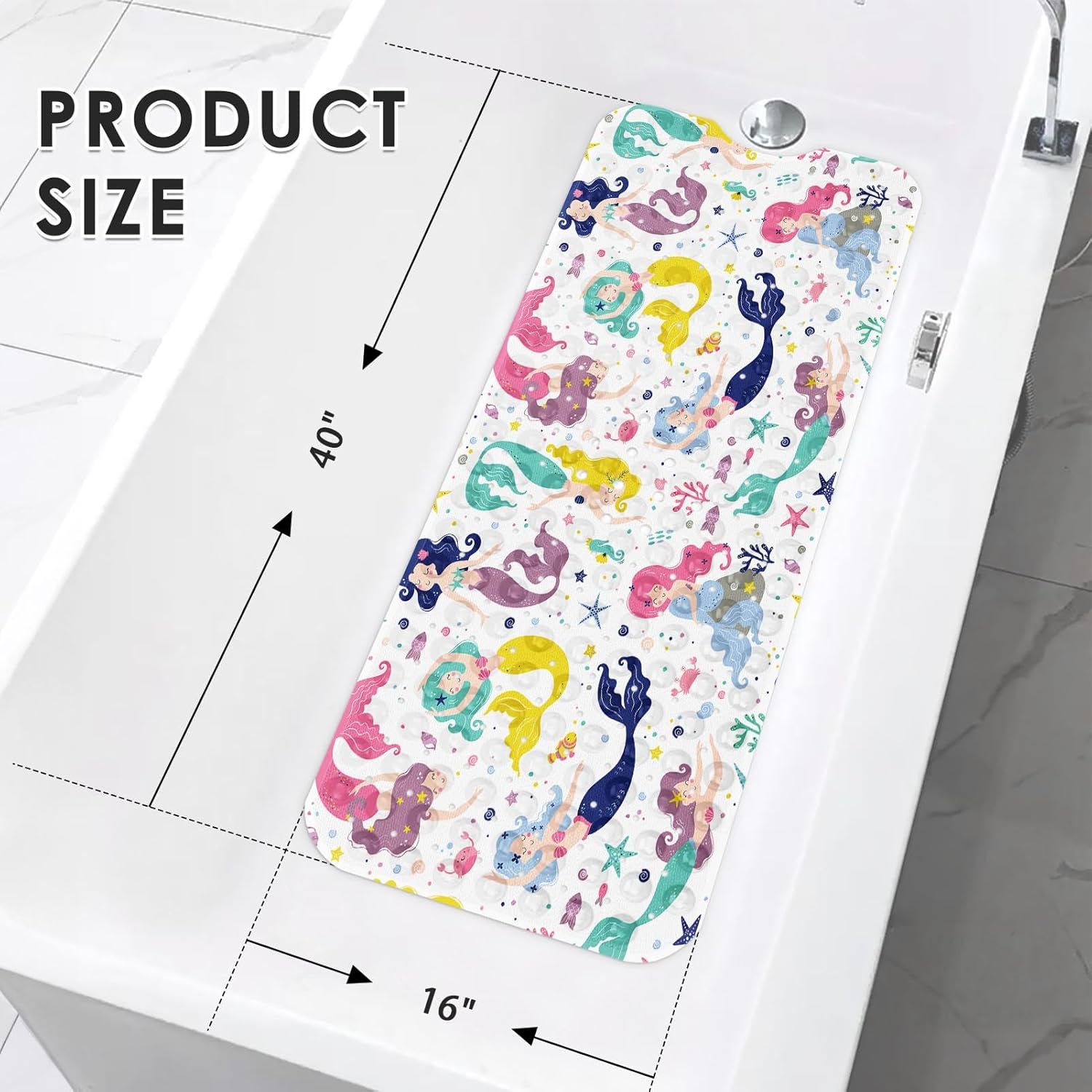 Culudea Cute Kids Sea Bathtub Mat Mermaid Nautical Non-Slip
