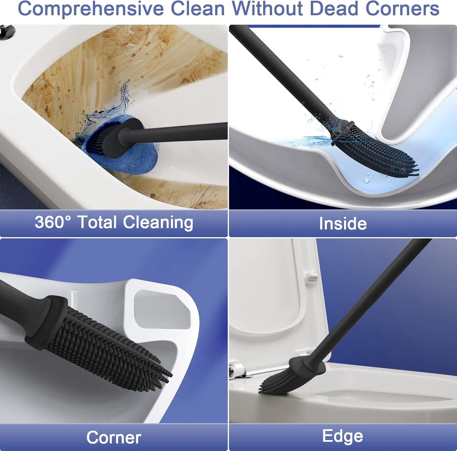 Micacorn Toilet Brush Set - TPR Bristles Wall Mounted Space-saving