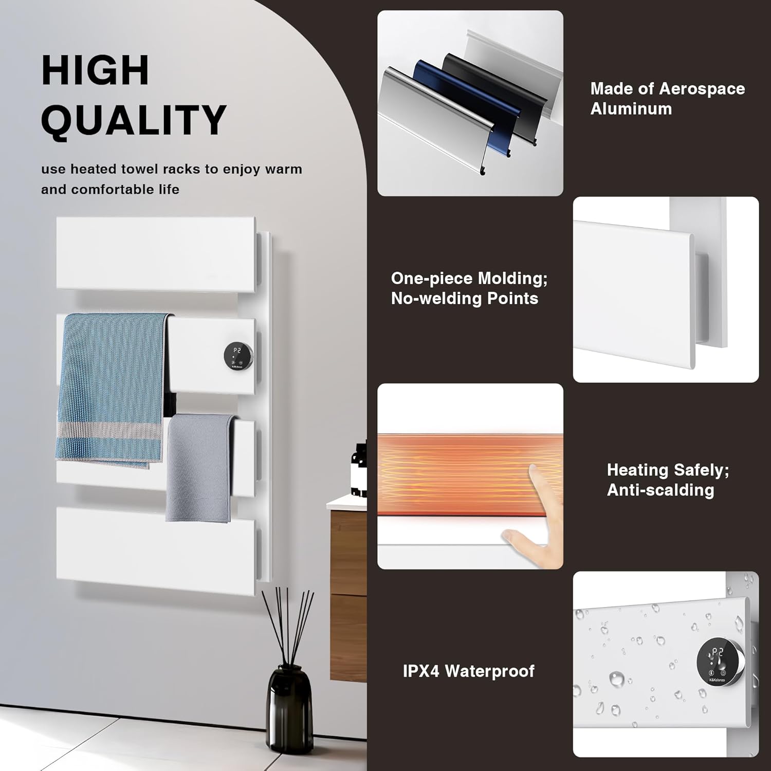 KKalonzo Electric Towel Warmer Dries Better Faster and Warmer White