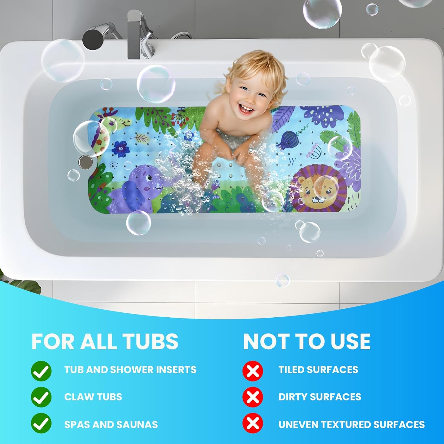 Linoows - Non-Slip Bathtub Mat 4016 Forest Animal Design