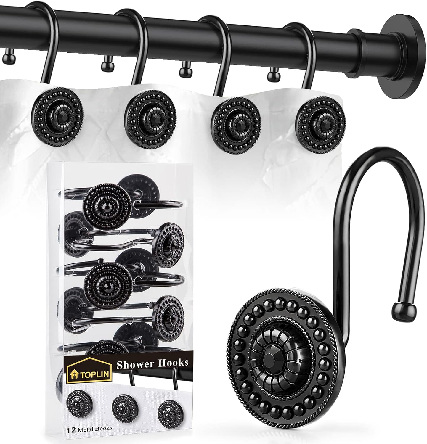12 strongly rust-resistant oval shower hooks perfect for your bathroom