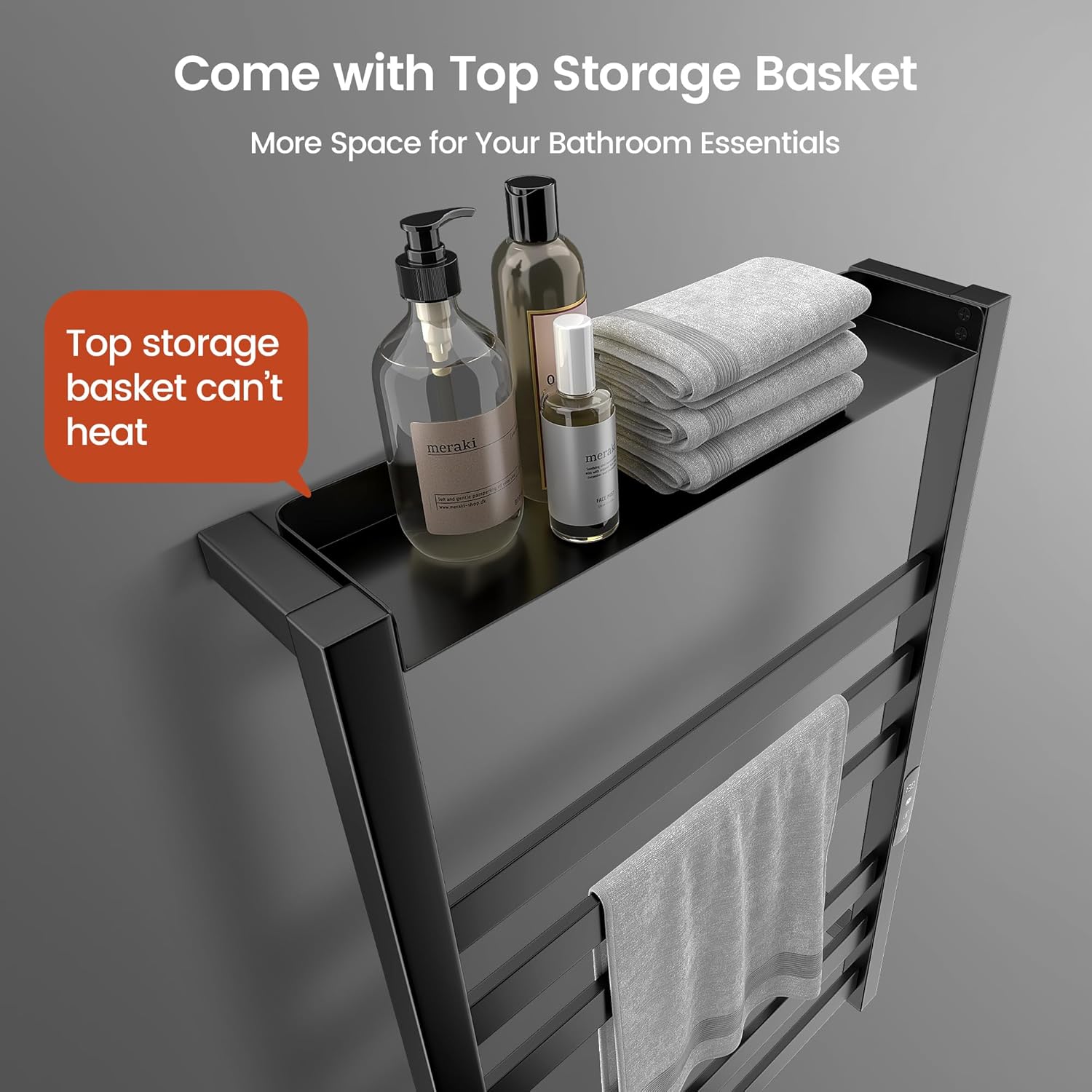 Colliford Towel Warmer Rack 6 Bars Black