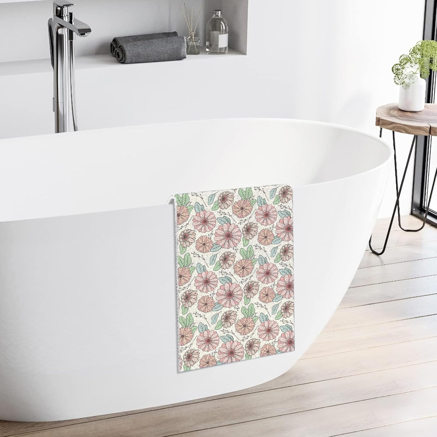COKHDHSquare Non-Slip Flower Shower Mat 48x24